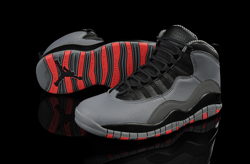 Air Jordan 10 Mens Shoes Gray/Black/Red Online